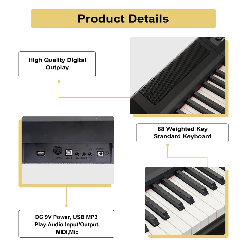 MY-806 Portable 88-key hammeri - огляд і ціна Midi Keyboard Controller 88 Key