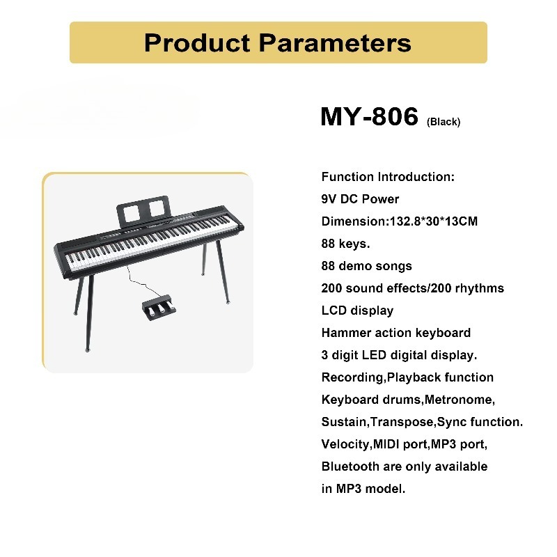 MY-806 Portable 88-key hammeri - огляд і ціна Midi Keyboard Controller 88 Key